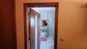 Shower area of Papoila Room – spacious bathroom in rural accommodation in Évora, Portugal.